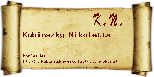 Kubinszky Nikoletta névjegykártya